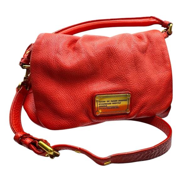 Marc by Marc Jacobs Red buttery soft Leather Lg Foldover Flap Hobo Crossbody - Picture 1 of 12